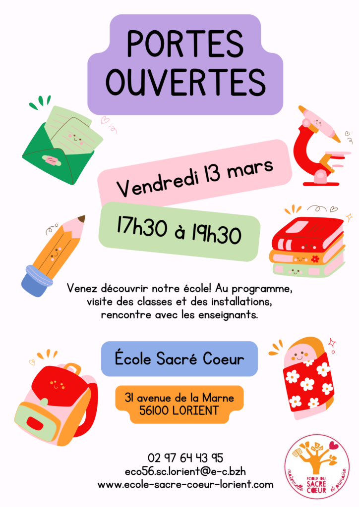 Affiche Poster Journée Portes Ouvertures École Illustratif Coloré (1)